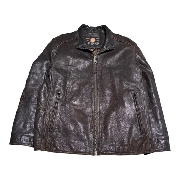 Andrew Marc New York Brown Full Zip Leather Jacket Adult Large - Picture 1 of 10